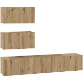 vidaXL TV-bänkset Väggmonterad 4 pcs Artisan Ek Konstruerat trä