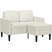 vidaXL 2-sitssoffa med schäslong L-formad gräddvit 125 cm sammet