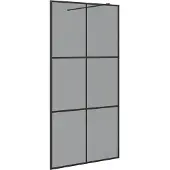 vidaXL Walk-in Duschvägg Svart 100 x 195 cm härdat glas