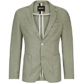 BOSS Slim-fit jacket in a micro-patterned linen blend