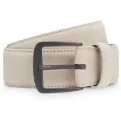 BOSS Italian-suede belt with gunmetal buckle