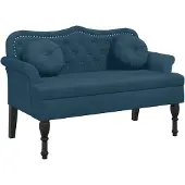 vidaXL Bänk Med Kuddar, Blå, 120,5X65X75 Cm, Sammet