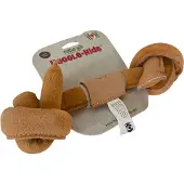 HuggleHounds Naturals knutet läderben hundleksak