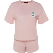 Trendyol Kort pyjamas rosa / svart / vit