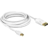 DeLOCK Mini-DisplayPort / DisplayPort Adapterkabel Mini DisplayPort-kontakt, DisplayPort-kontakt 5.00 m Vit 83484 guldpläterad kontakt DisplayPort-kabel