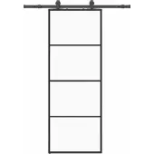 vidaXL Skjutdörr med beslag svart 76x205 cm ESG-glas