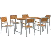 vidaXL Trädgårdsmöbelset 7 pcs Grå Massivt Akaciaträ