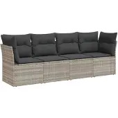 vidaXL 4-Cz. Uteset, Dynor, Ljusgrå