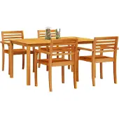 vidaXL Trädgårdsmöbelset 5 pcs Brun Massivt Akaciaträ