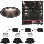 Paulmann LED-inbyggnadslampa Cole Coin svart Ø9cm IP44 dimbar 3-pack Coin,, Svart, Badrum, Metall, Modern