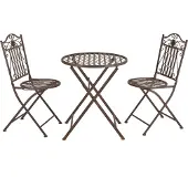 En.casa [] Bistroset Biella-caféset-bord och 2 stolar-Øbord: 60cm-metall-rostbrun-hopfällbar