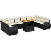 vidaXL 11-Cz. Uteset, Kuddfodral Svart Rotting Pe