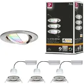 Paulmann Smart Friends spot Nova Plus 3-pack RGBW Plus, dimbar, Aluminium / grå / zink, Vardagsrum / matsal, Aluminium / grå / zink, Modern, Smarta hem inbyggnadsspotlight