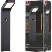 Paulmann Pollare med rörelsesensor Kulma, Svart, Aluminium / grå / zink, LED-utomhuslampa
