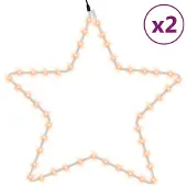 vidaXL Julstjärna ljusslingor 2 st med 48 LEDs varmvit 56 cm