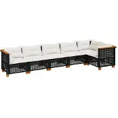vidaXL Loungegrupp med dynor 6 delar svart konstrotting