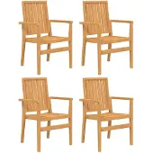 vidaXL Stapelbara trädgårdsstolar 4 st 56,5x57,5x91 cm massiv teak