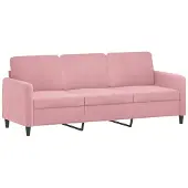 vidaXL 3-sitssoffa rosa 180 cm sammet