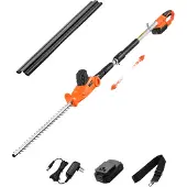 Vevor Elektrisk häcksax, 1200 varv/min, 6,2 - 7,8 fot utdragbar, stånghäcksax för höga grenar, 20V batteri, sladdlös häcksax med 20 tums blad, 5 justerbara vinklar för trädgården