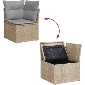 vidaXL Trädgårdsoffset 7 pcs Beige och Ljusgrå konstrotting