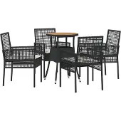 vidaXL Trädgårdsmöbelset 5 pcs Svart konstrotting