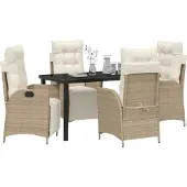 vidaXL Trädgårdsmöbelset med kudde 5 pcs Beige konstrotting