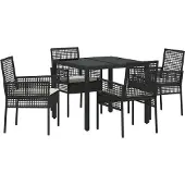 vidaXL Trädgårdsmöbelset 5 pcs Svart konstrotting