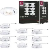 Paulmann LED-inbyggnadslampa, vit Ø 8 cm 4,8 W på/av 10-pack, Vitt / opal, Vardagsrum / matsal, Syntetmaterial, Modern