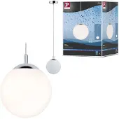Paulmann Glas pendellampa Globe, dimbar, Vitt / opal, Vardagsrum / matsal, Glas, Modern, Pendellampa