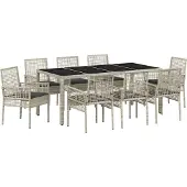 vidaXL Trädgårdsmöbelset 9 pcs Ljusgrå konstrotting