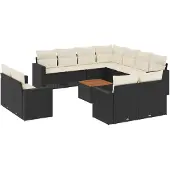 vidaXL Loungegrupp med dynor 12 delar svart konstrotting