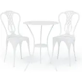 vidaXL Caféset 3 delar gjuten aluminium vit