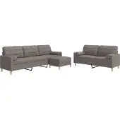 vidaXL Soffgrupp med pall&kuddar 3 delar taupe tyg