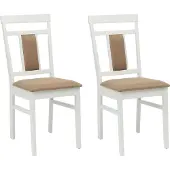 vidaXL Matstol 2 pcs Vit och brun Massiv Gummiträ