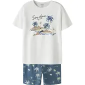 Name It Kids Pyjamas - 2-delad - Noos - NkmNightset - Blåfenad - - 3-4 år (98-104) - Pyjamas 2-delad