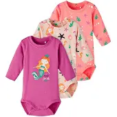 Name it Bodies l/ä - NbfOcean - 3-pack - Peach Piska - - 62 - Body L/Ä