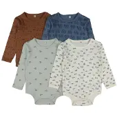 Pippi Bodies l/ä - 4-pack - Blue Mirage - - 68 - Body L/Ä