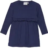 Minymo Klänning - Rib - Dark Marinblå - - 68 - Klänning