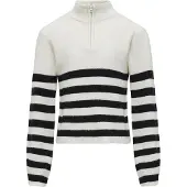 Kids Only Tröja - Half Zip - Noos - KogFranca - Cloud Dancer/Bla - - 7-8 år (122-128) - Tröja