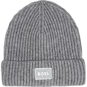 BOSS Kids' beanie hat with rubber logo badge