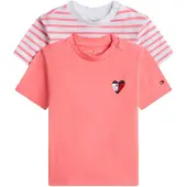 Tommy Hilfiger T-shirts - 2-pack - Flagga Leende - Tropical Blus - - 68 - T-shirt