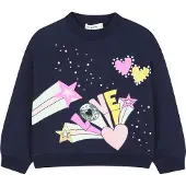 Billieblush Sweatshirt - Marinblå m. Tryck - - 10 år (140) - Sweatshirt