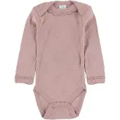 Smallstuff Body - l/ä - Puder m. Hålmönster/Spetskant - - 68 - Body L/Ä