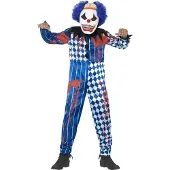 Smiffys Maskeradkläder - Deluxe Olycksbådande clown - Blue - - 7-9 år (122-134) - Maskeradkläder