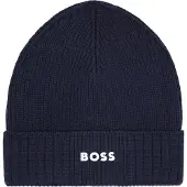 BOSS Kids' beanie hat with rubber-print logo