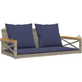 vidaXL Gungbänk med dynor grå 109x62x40 cm konstrotting