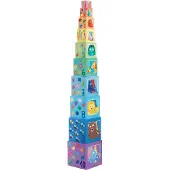 Djeco Stapelklossar - 10 st. - Rainbow - - One Size - Stapelleksaker