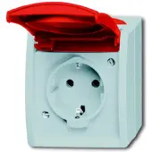 ABB 2CKA002083A0825 Skyddskontaktuttag med lock IP44 Röd, Rubinröd