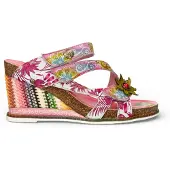 LAURA VITA Dam Balade 32 Rose Rosa Blommiga Läderkil Espadrill Sandaler