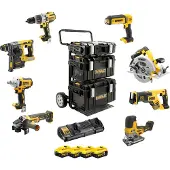 DeWalt sladdlös verktygssats (DCK856P4-QW) 18V 4 x 5Ah dubbel laddare 3 fodral + vagn